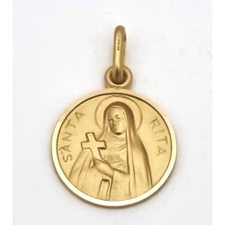 St Rita-medaille 15 mm 18 karaat goud